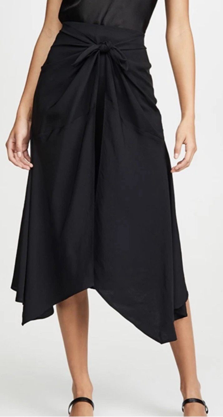 Vince Skirt Womens Size 4 Asymmetrical Knot Paneled Tie Satin Whimsigoth Midi